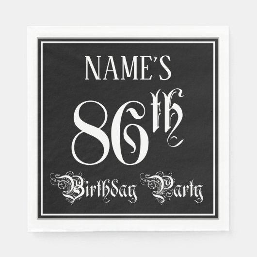 86ste verjaardagsfeest — Fantasievol script + Aang Servet (Voorkant)