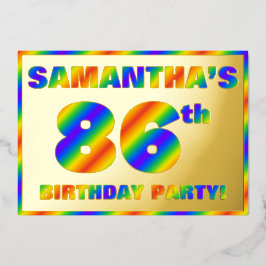 86ste verjaardagsfeest — Leuk, regenboogspectrum “ Folie Uitnodiging