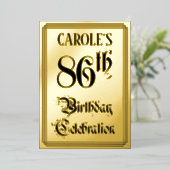 86th Birthday Party — Elegant Script + aangepaste Folie Uitnodiging (Staand Voorkant)