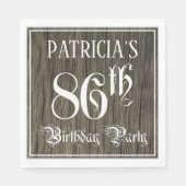 86th Birthday Party — Fancy Script, Faux Wood Look Servet (Voorkant)