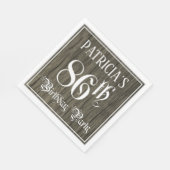 86th Birthday Party — Fancy Script, Faux Wood Look Servet (Hoek)