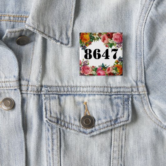 8747 floral vierkante button 5,1 cm (In situ)