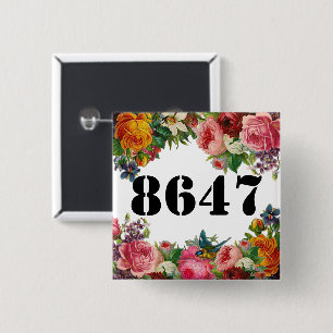 8747 floral vierkante button 5,1 cm
