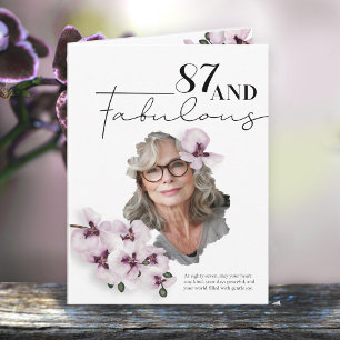 87 & Fabulous Orchide Foto Verjaardagskaart Kaart