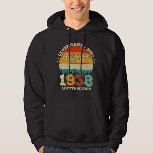 87 jaar oude Bday 1938 Geweldige 87ste verjaardags Hoodie (Voorkant)