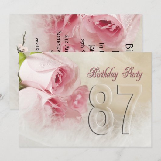 87 jaar verjaardagsfeest kaart (Voorkant / Achterkant)