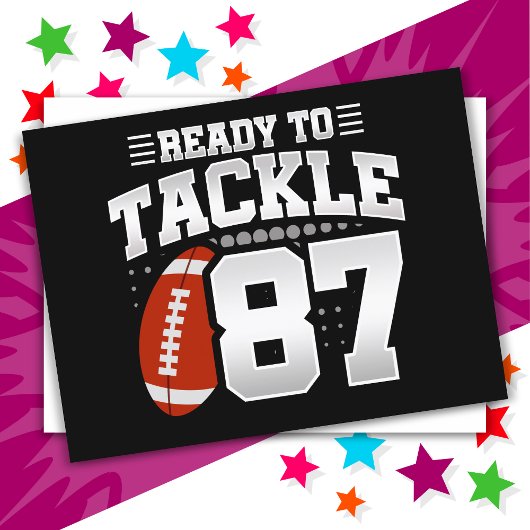 87-jarige tackle voetbalfeestje 87ste verjaardag briefkaart