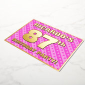 87e Birthday Party — Fun roze harten en stripes Folie Uitnodiging (Gedraaid)