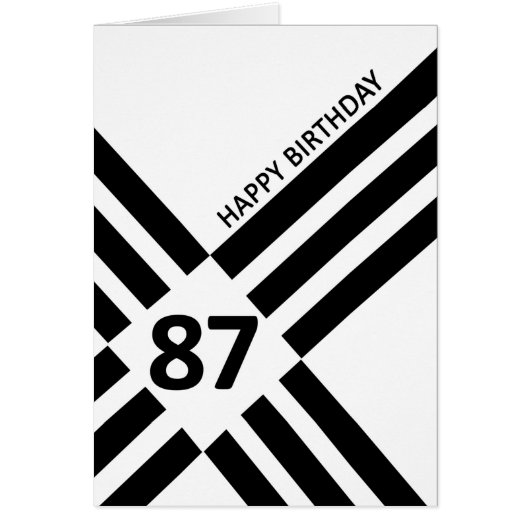 87e diagonaal ontwerp zwarte lijn Birthday (Voorkant)