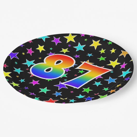 87e Evenement: Vet, Leuk, Kleurrijke Regenboog 87 Papieren Bordje (Gekanteld)