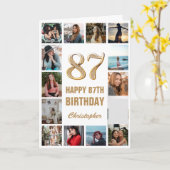 87e Happy Birthday Gold en White Photo Collage Kaart (Gele Bloem)