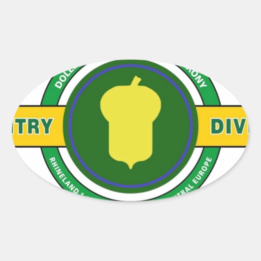 87E INFANTERIEDIVISIE "GOUDEN EIKEL" OVALE STICKER (Voorkant)