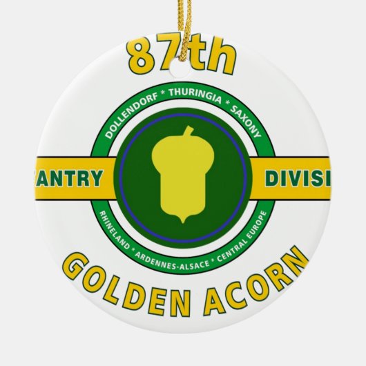 87E INFANTRY DIVISION "GOLDEN ACORN" KERAMISCH ORNAMENT (Voorkant)