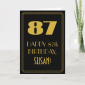 87e verjaardag ~ Art Deco Geïnspireerd Look "87" & Kaart (Voorkant)