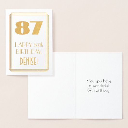 87e verjaardag: Art Deco Geïnspireerde look "87" e Folie Kaarten (Display)