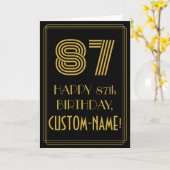 87e verjaardag: Art Deco Geïnspireerde look "87" e Kaart (Gele Bloem)