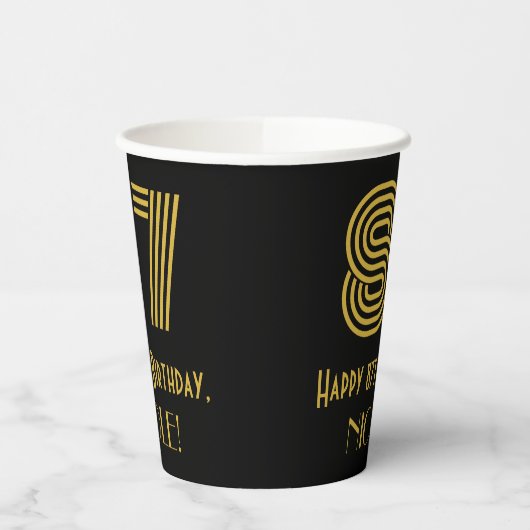 87e verjaardag: Art Deco Geïnspireerde look "87" e Papieren Bekers (Links)