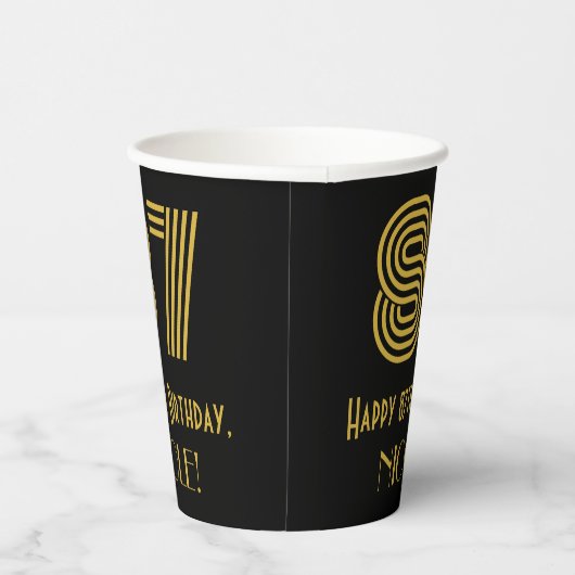 87e verjaardag: Art Deco Geïnspireerde look "87" e Papieren Bekers (Rechts)