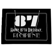 87e verjaardag ~ Art Deco geïnspireerde look "87"  Groot Cadeauzakje (Voorkant)