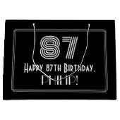 87e verjaardag — Art Deco Geïnspireerde look "87" Groot Cadeauzakje (Voorkant)