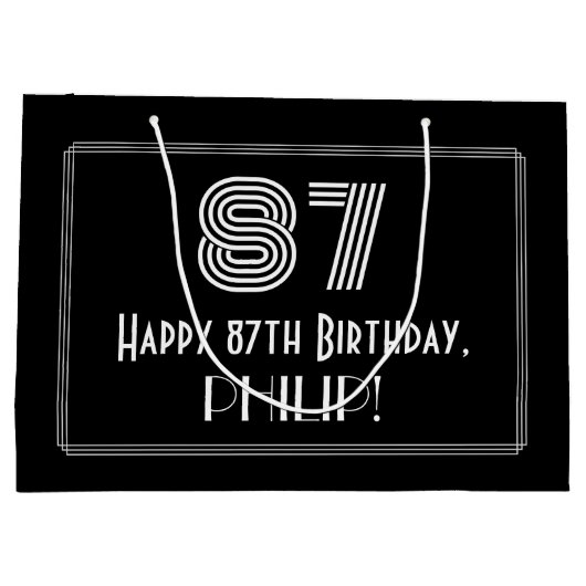 87e verjaardag — Art Deco Geïnspireerde look "87"  Groot Cadeauzakje (Achterkant)