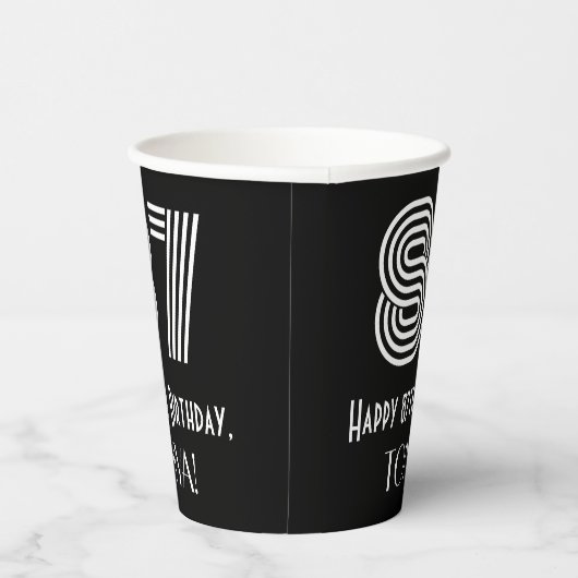 87e verjaardag — Art Deco Geïnspireerde look "87"  Papieren Bekers (Rechts)