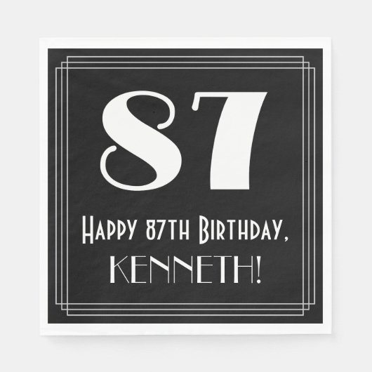 87e verjaardag ~ Art Deco Geïnspireerde look "87", Servet (Voorkant)
