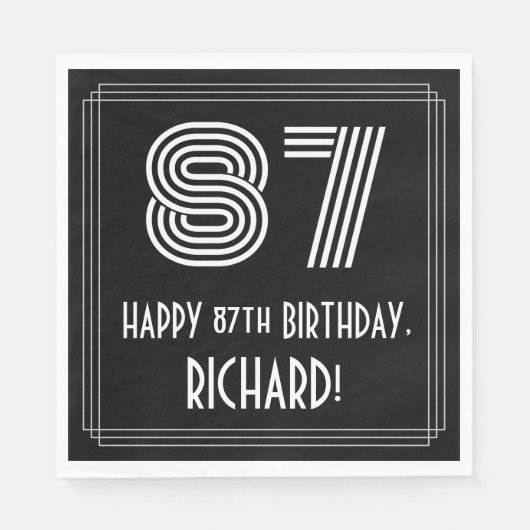 87e verjaardag: Art Deco Geïnspireerde look "87" + Servet (Voorkant)