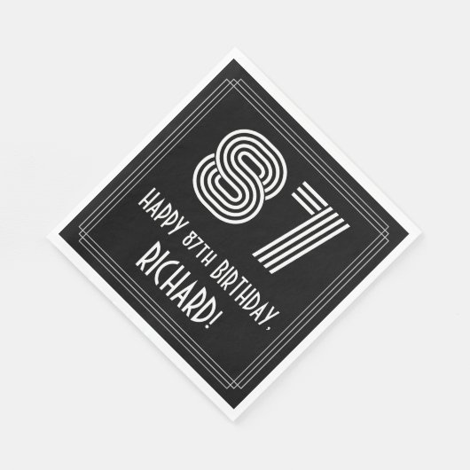 87e verjaardag: Art Deco Geïnspireerde look "87" + Servet (Hoek)
