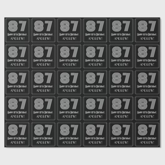87e verjaardag: Art Deco geïnspireerde look "87" w Cadeaupapier (Vlak)