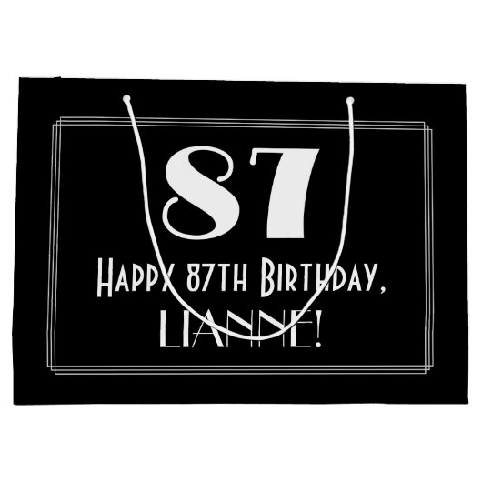 87e verjaardag: Art Deco geïnspireerde stijl "87", Groot Cadeauzakje (Achterkant)