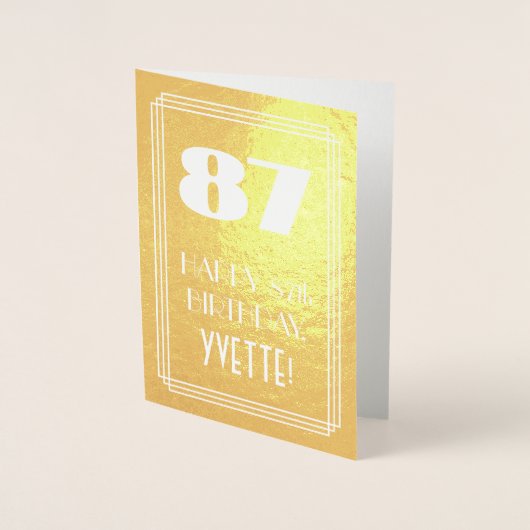 87e verjaardag ~ Art Deco Style "87" en aangepaste Folie Kaarten (Voorkant)