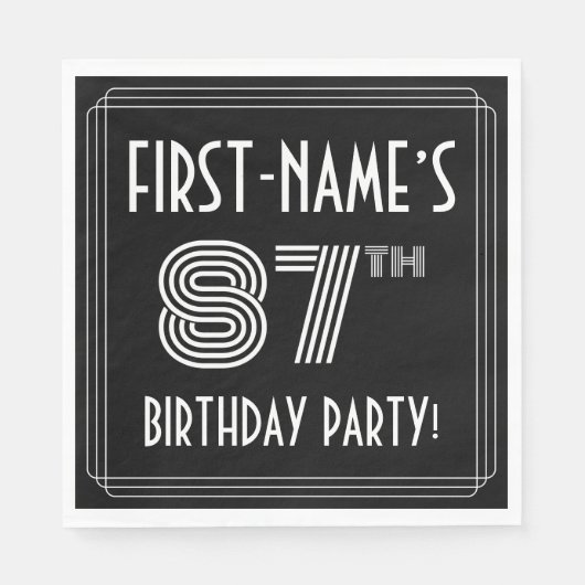 87e verjaardag: Art Deco Style + Aangepaste naam Servet (Voorkant)
