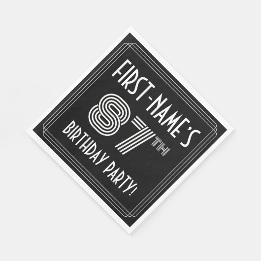 87e verjaardag: Art Deco Style + Aangepaste naam Servet (Hoek)