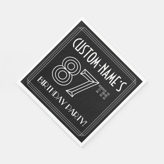 87e verjaardag: Art Deco Style + Aangepaste naam Servet (Hoek)