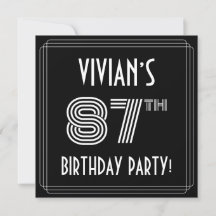 87e verjaardag: Art Deco Style met aangepaste naam