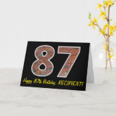 87e verjaardag - bakstenen muurpatroon "87" w / na kaart (Gele Bloem)