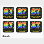 87e verjaardag: Colorful Music Symbols, Rainbow 87 Vierkante Sticker (Vel)