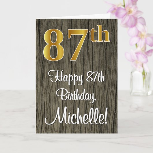 87e verjaardag: Elegant Faux Gold Kijk #, Faux Woo Kaart (Orchidee)