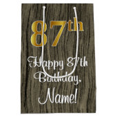 87e verjaardag: Elegant Faux Gold Kijk #, Faux Woo Medium Cadeauzakje (Achterkant)