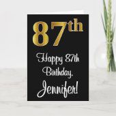87e verjaardag ~ Elegant Luxe Faux Gold Look # Kaart (Voorkant)