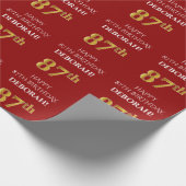 87e verjaardag: Elegant, rood, Faux Gold look Cadeaupapier (Hoek)