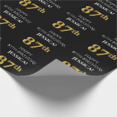 87e verjaardag: Elegant, zwart, Faux Gold look Cadeaupapier (Hoek)