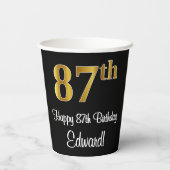 87e verjaardag - Elegante luxe Faux Gold look # Papieren Bekers (Achterkant)