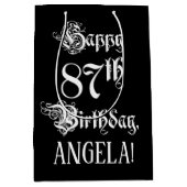 87e verjaardag: Fancy, elegant script + aangepaste Medium Cadeauzakje (Voorkant)