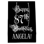 87e verjaardag: Fancy, elegant script + aangepaste Medium Cadeauzakje (Achterkant)