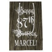 87e verjaardag: Fancy, Faux Wood Kijk + Aangepaste Medium Cadeauzakje (Achterkant)