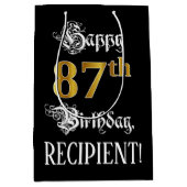 87e verjaardag ~ Fancy script; Faux Gold look; naa Medium Cadeauzakje (Voorkant)
