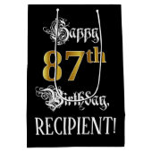 87e verjaardag ~ Fancy script; Faux Gold look; naa Medium Cadeauzakje (Achterkant)