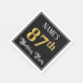 87e verjaardag — Fancy script, Faux Gold look Servet (Hoek)